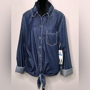 Seven7 Luxe Chambray Shirt Top 14/16 XL